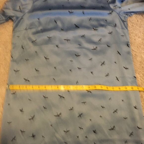 H&M Retro 70s Crane Silky Button Sleeve Belted Midi Dress - Picture 13 of 16